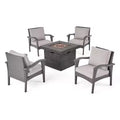Keana 5pc Faux Rattan Club Chair & Fire Pit Chat Set - Gray/Light Gray - Christopher Knight Home