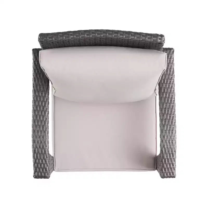 Keana – Ensemble de conversation 5 pièces avec fauteuil club en similicuir tressé et brasero – Gris/Gris clair – Christopher Knight Home