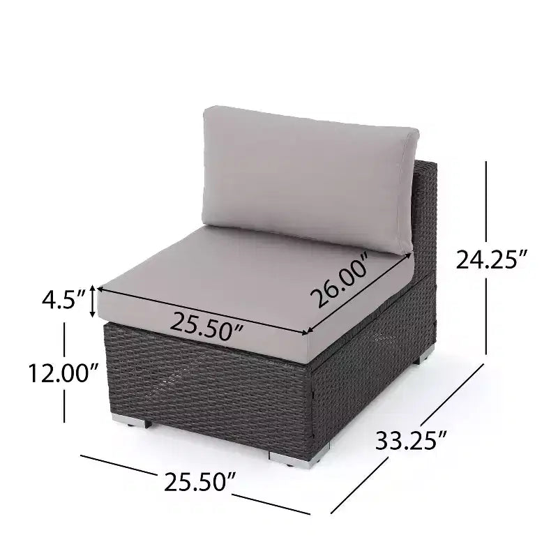 Christopher Knight Home Canapé d'angle d'extérieur 3 pièces en osier Santa Rosa gris/gris clair