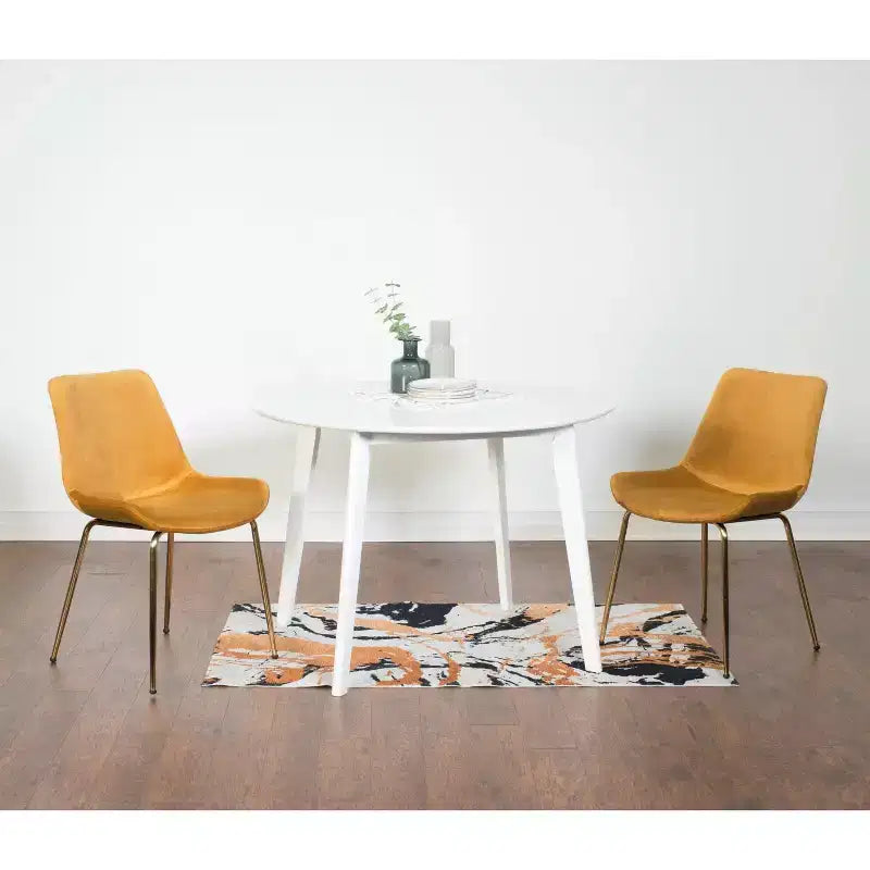 Ensemble de salle à manger 3 pièces contemporain Aufurr, table ronde blanche avec 2 chaises