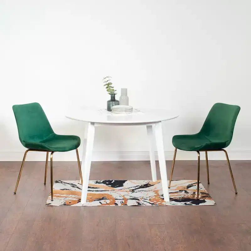 Ensemble de salle à manger 3 pièces contemporain Aufurr, table ronde blanche avec 2 chaises