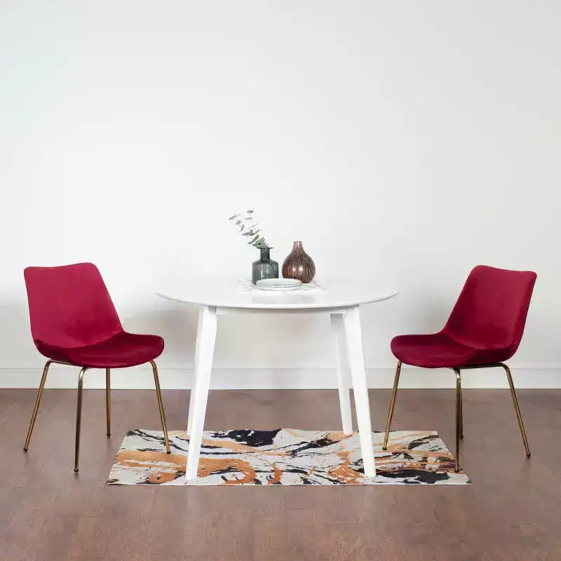 Ensemble de salle à manger 3 pièces contemporain Aufurr, table ronde blanche avec 2 chaises