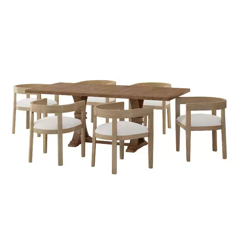 Christopher Knight Home Hudson Ensemble de salle à manger 7 pièces en bois rembourré extensible avec pied de table piédestal