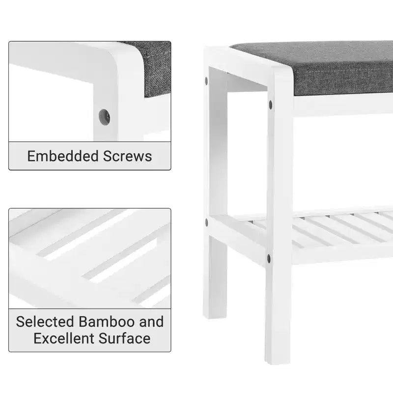 Banc range-chaussures avec coussin, siège rembourré, étagère de rangement, organisateur de chaussures