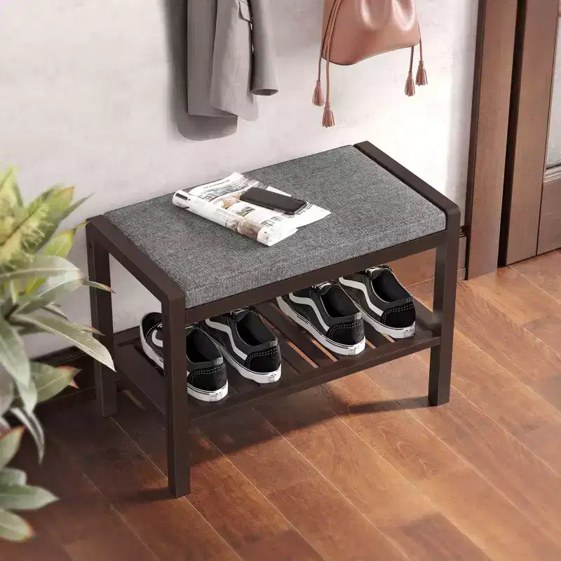 Banc range-chaussures avec coussin, siège rembourré, étagère de rangement, organisateur de chaussures