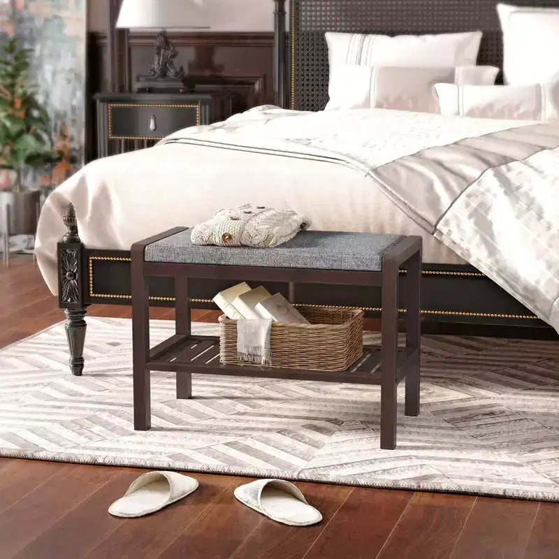 Banc range-chaussures avec coussin, siège rembourré, étagère de rangement, organisateur de chaussures