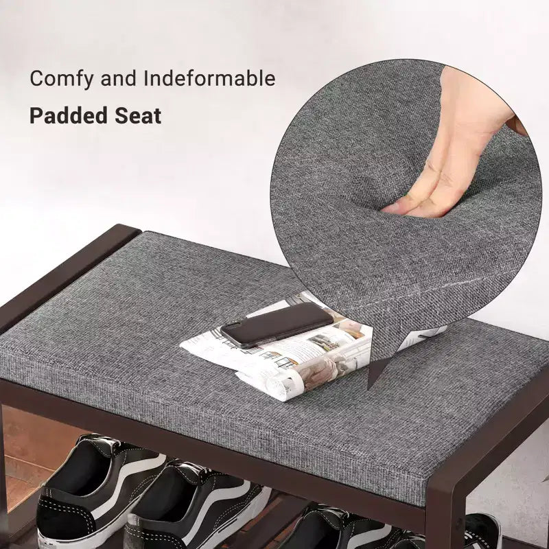 Banc range-chaussures avec coussin, siège rembourré, étagère de rangement, organisateur de chaussures