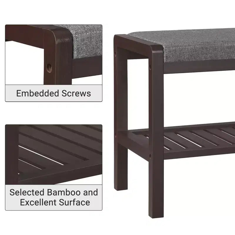 Banc range-chaussures avec coussin, siège rembourré, étagère de rangement, organisateur de chaussures