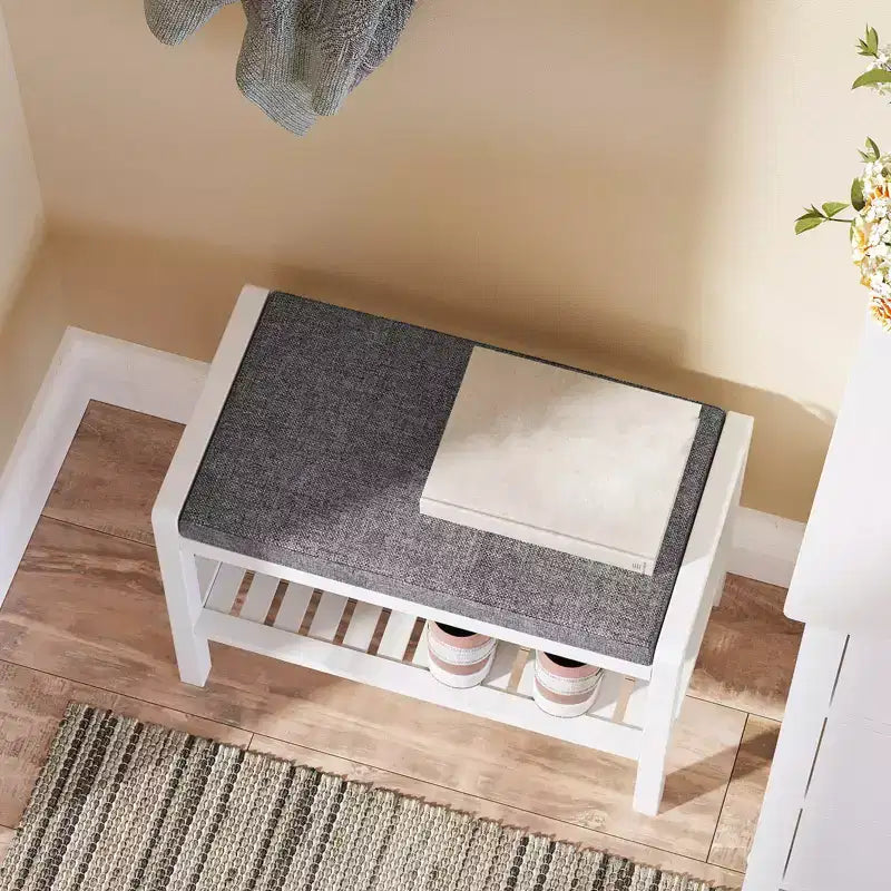 Banc range-chaussures avec coussin, siège rembourré, étagère de rangement, organisateur de chaussures