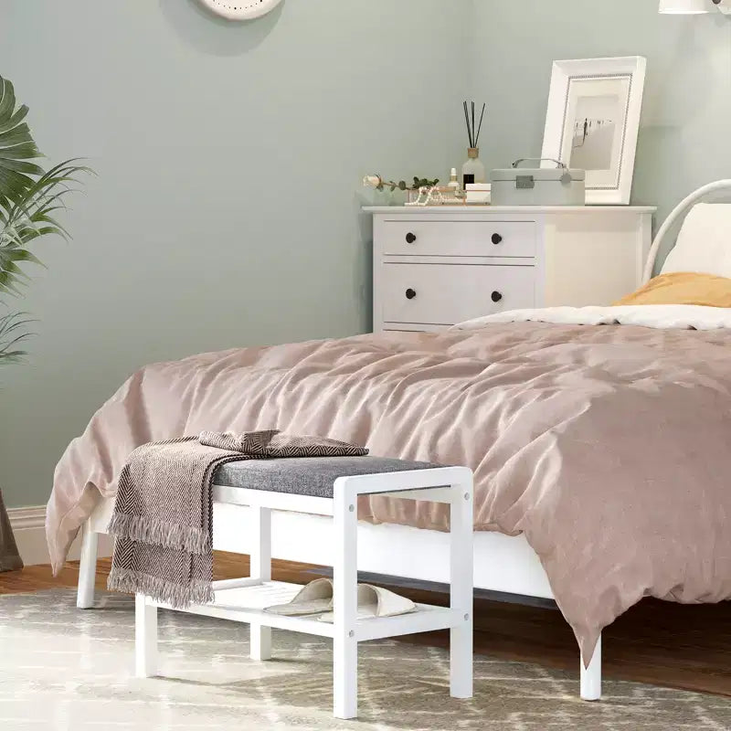 Banc range-chaussures avec coussin, siège rembourré, étagère de rangement, organisateur de chaussures