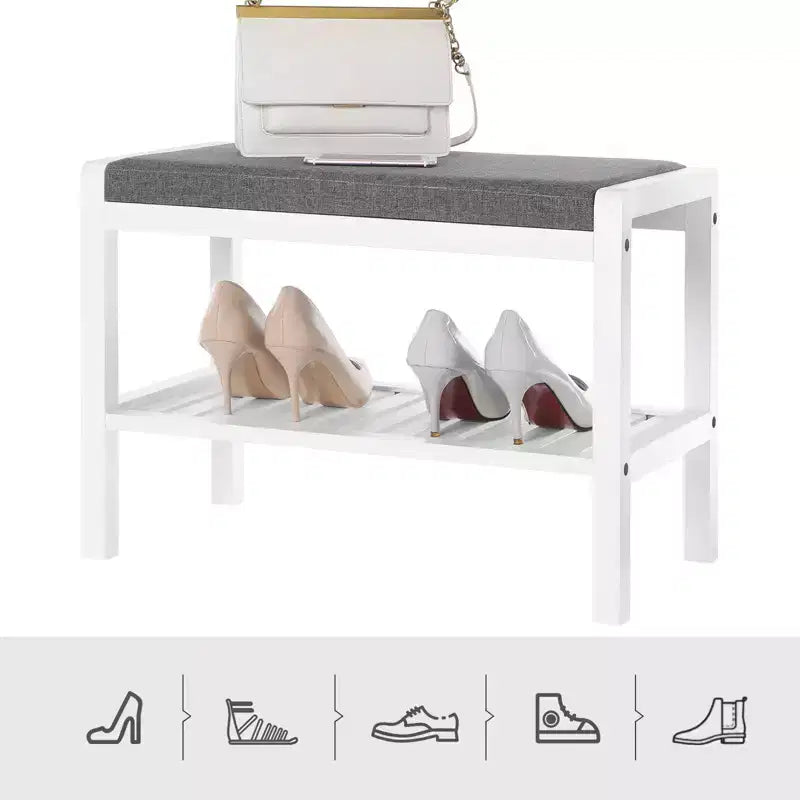 Banc range-chaussures avec coussin, siège rembourré, étagère de rangement, organisateur de chaussures