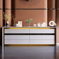 Famapy White Six Drawer Dressers Storage Cabinet Golden Inlaid Contemporary Style