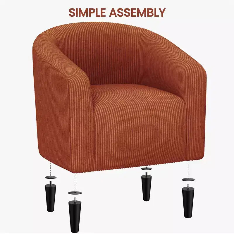 Fauteuil d'appoint rembourré en forme de tonneau pour salon