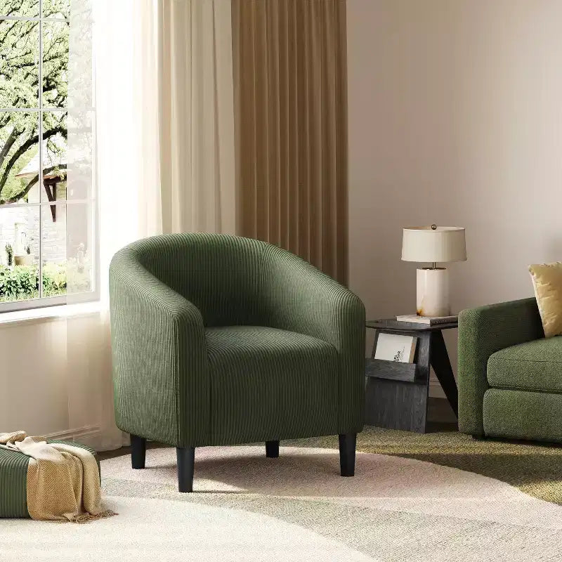 Fauteuil d'appoint rembourré en forme de tonneau pour salon