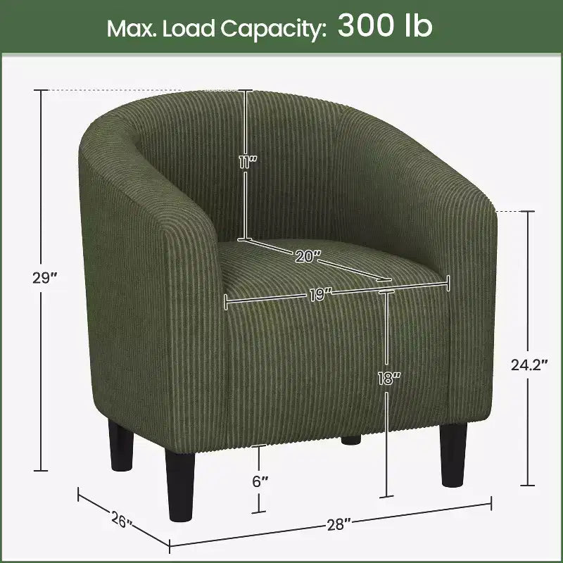 Fauteuil d'appoint rembourré en forme de tonneau pour salon