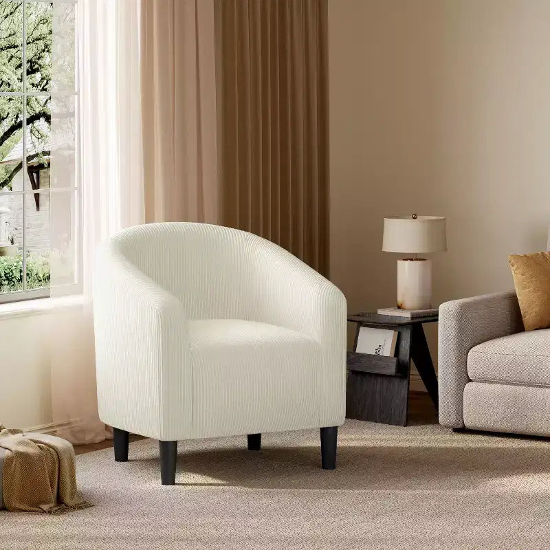Fauteuil d'appoint rembourré en forme de tonneau pour salon