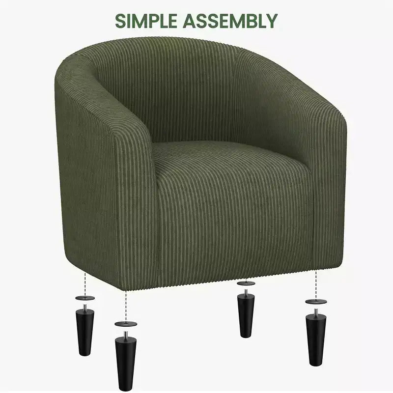 Fauteuil d'appoint rembourré en forme de tonneau pour salon