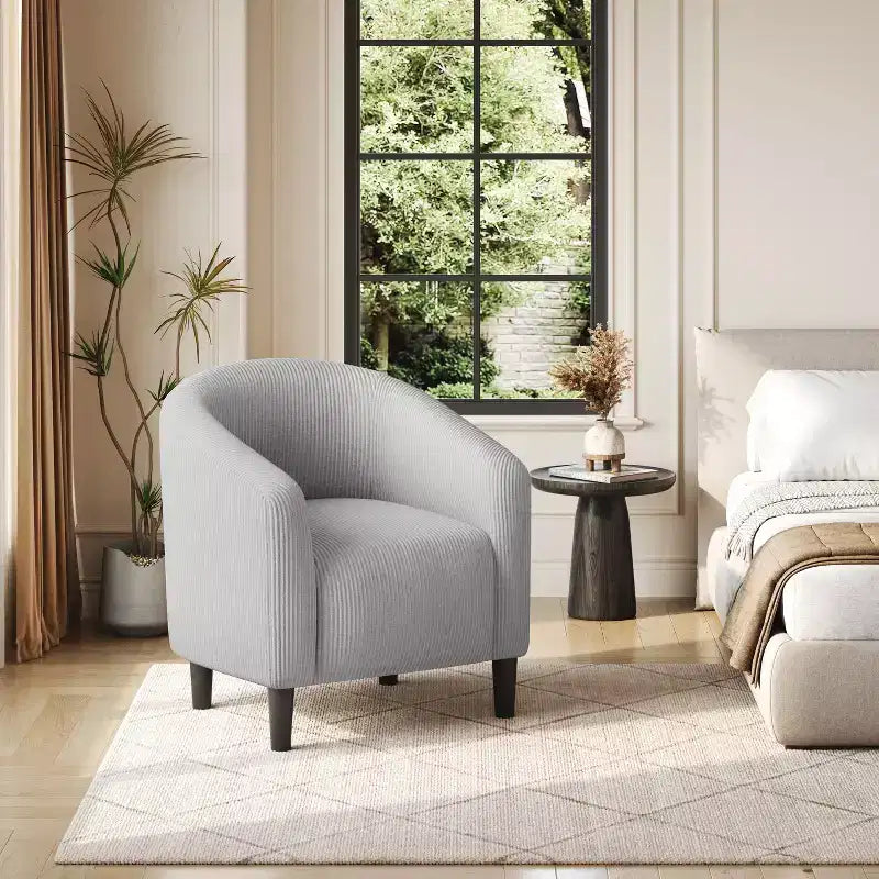 Fauteuil d'appoint rembourré en forme de tonneau pour salon