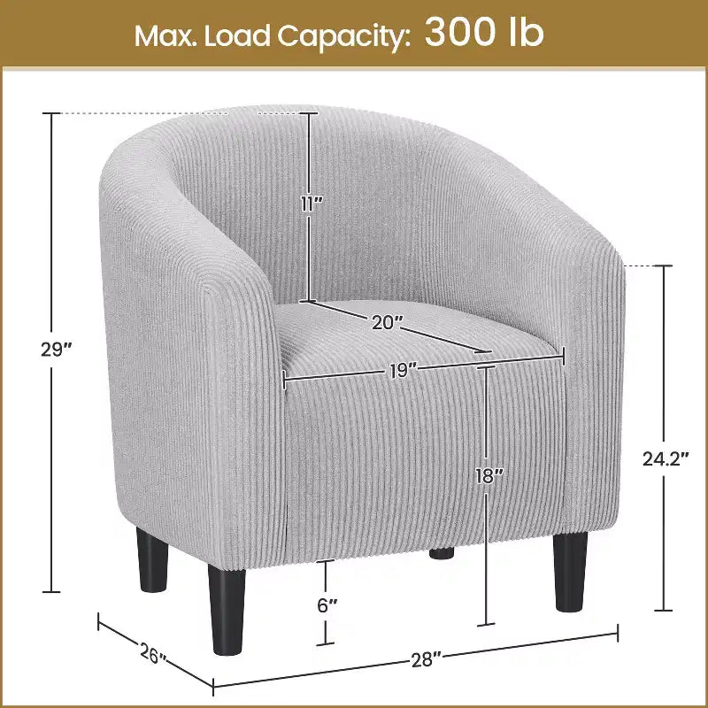 Fauteuil d'appoint rembourré en forme de tonneau pour salon