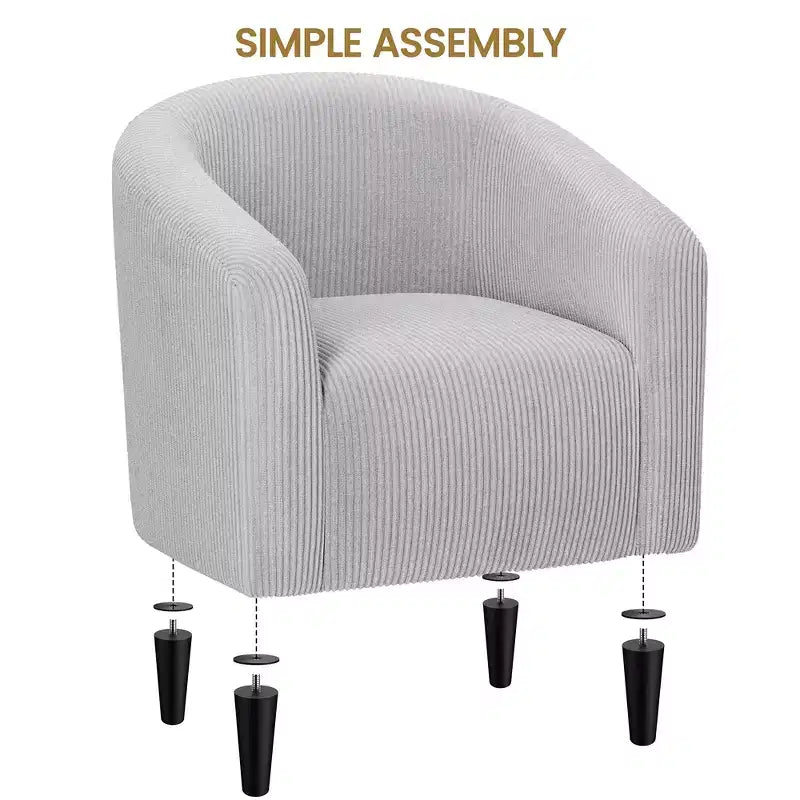 Fauteuil d'appoint rembourré en forme de tonneau pour salon