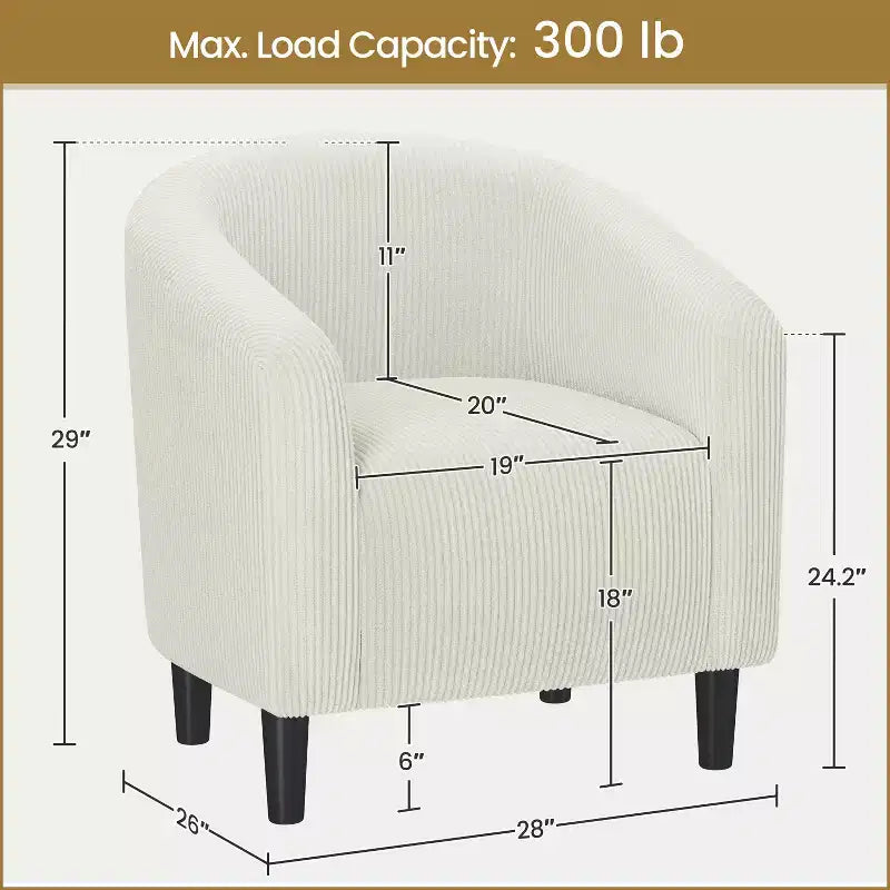 Fauteuil d'appoint rembourré en forme de tonneau pour salon