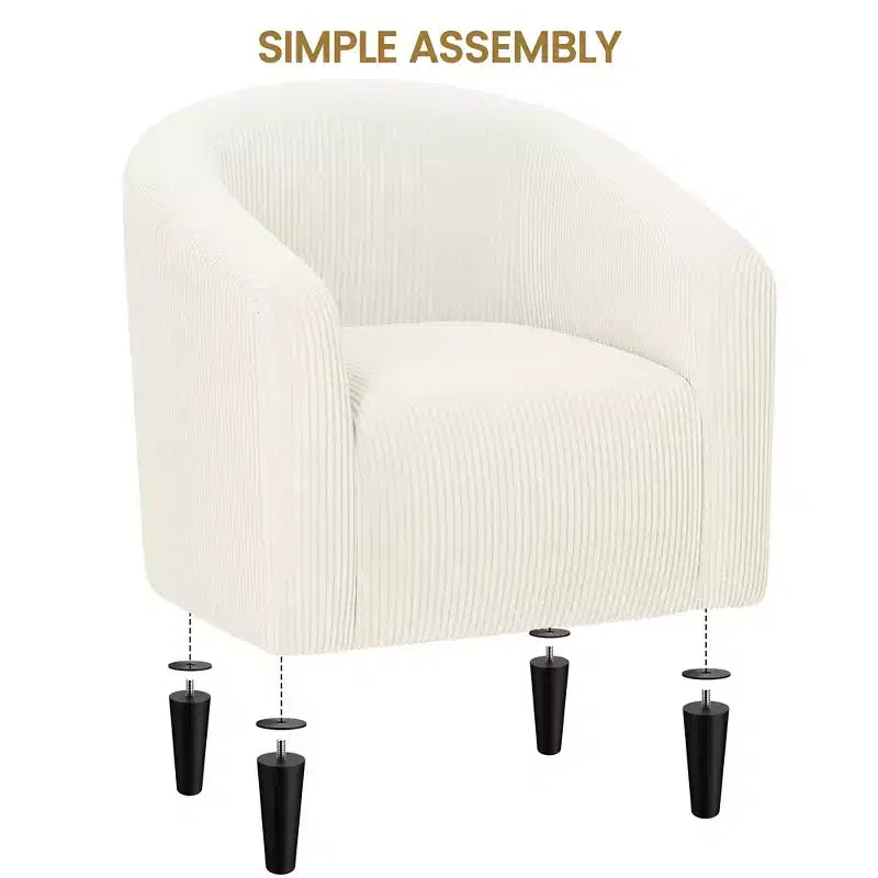 Fauteuil d'appoint rembourré en forme de tonneau pour salon