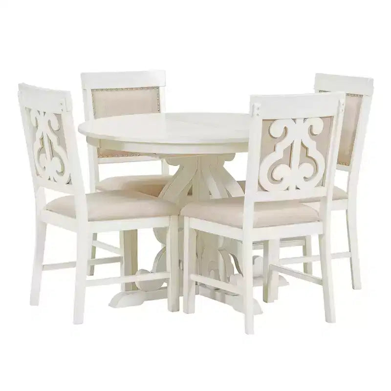 Ensemble de salle à manger extensible Whisen Retro 5 pièces avec rallonge de 16 pouces et 4 chaises rembourrées