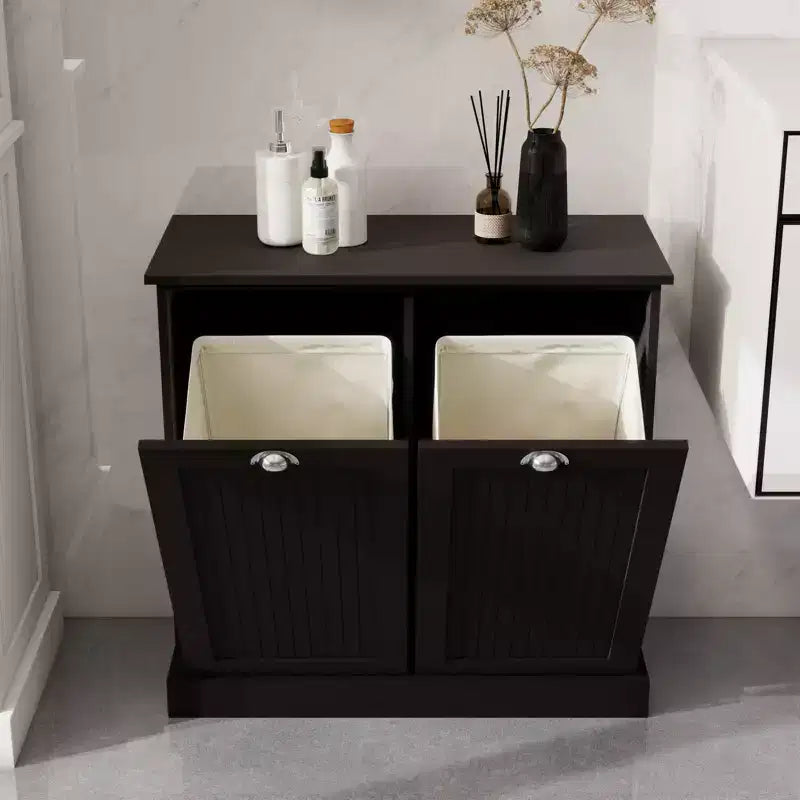 Armoire à linge en bois avec rangement basculant L. 32,68 po x P. 14,57 po x H. 31,5 po