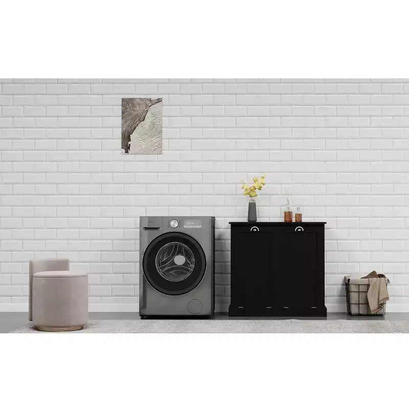 Armoire à linge en bois avec rangement basculant L. 32,68 po x P. 14,57 po x H. 31,5 po