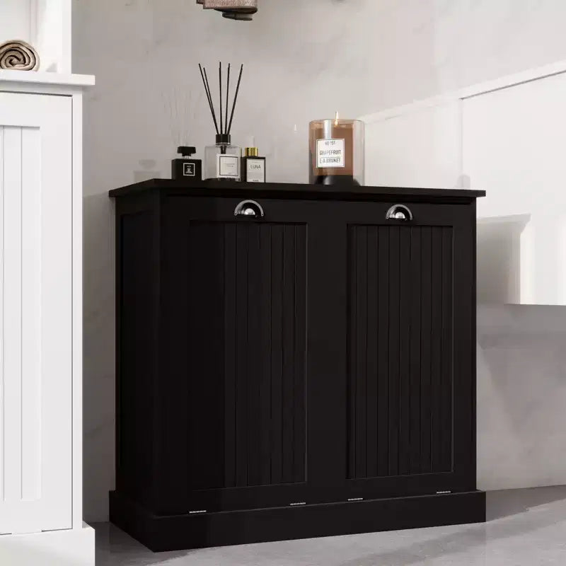 Armoire à linge en bois avec rangement basculant L. 32,68 po x P. 14,57 po x H. 31,5 po