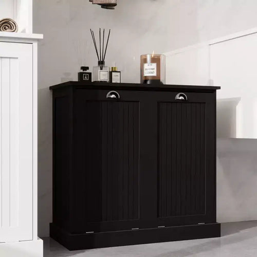 Armoire à linge en bois avec rangement basculant L. 32,68 po x P. 14,57 po x H. 31,5 po