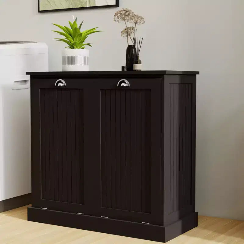 Armoire à linge en bois avec rangement basculant L. 32,68 po x P. 14,57 po x H. 31,5 po