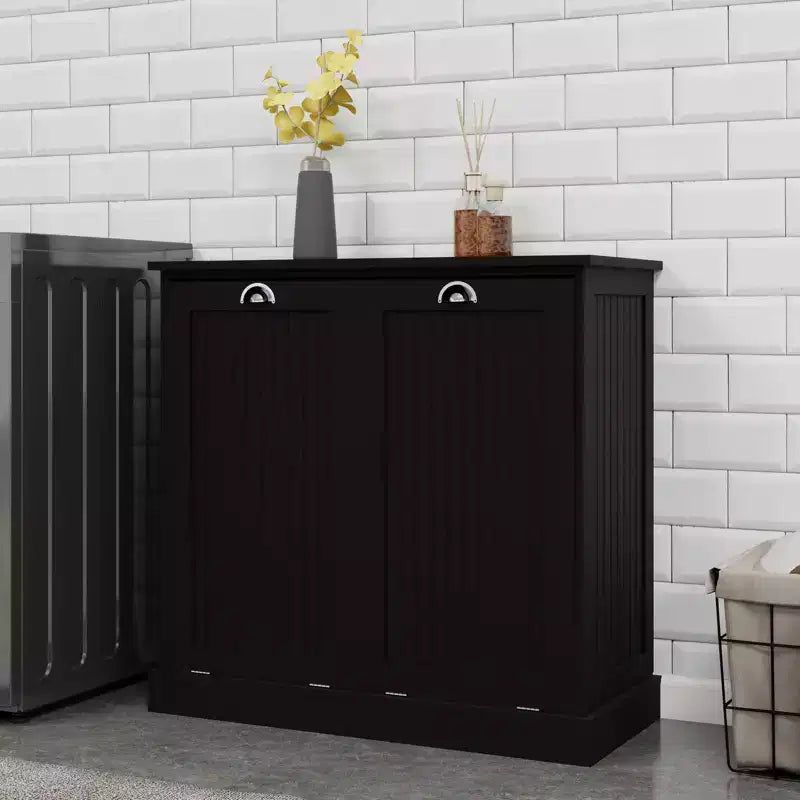 Armoire à linge en bois avec rangement basculant L. 32,68 po x P. 14,57 po x H. 31,5 po