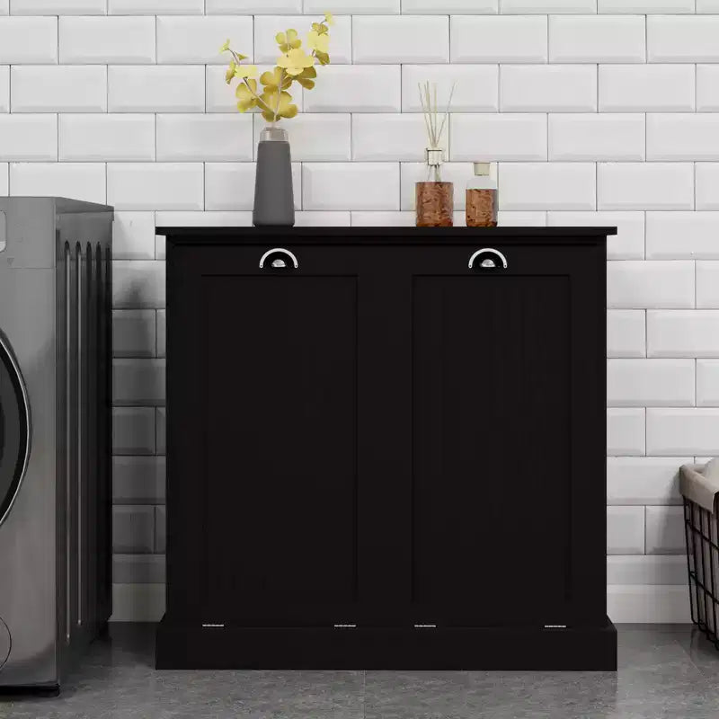 Armoire à linge en bois avec rangement basculant L. 32,68 po x P. 14,57 po x H. 31,5 po