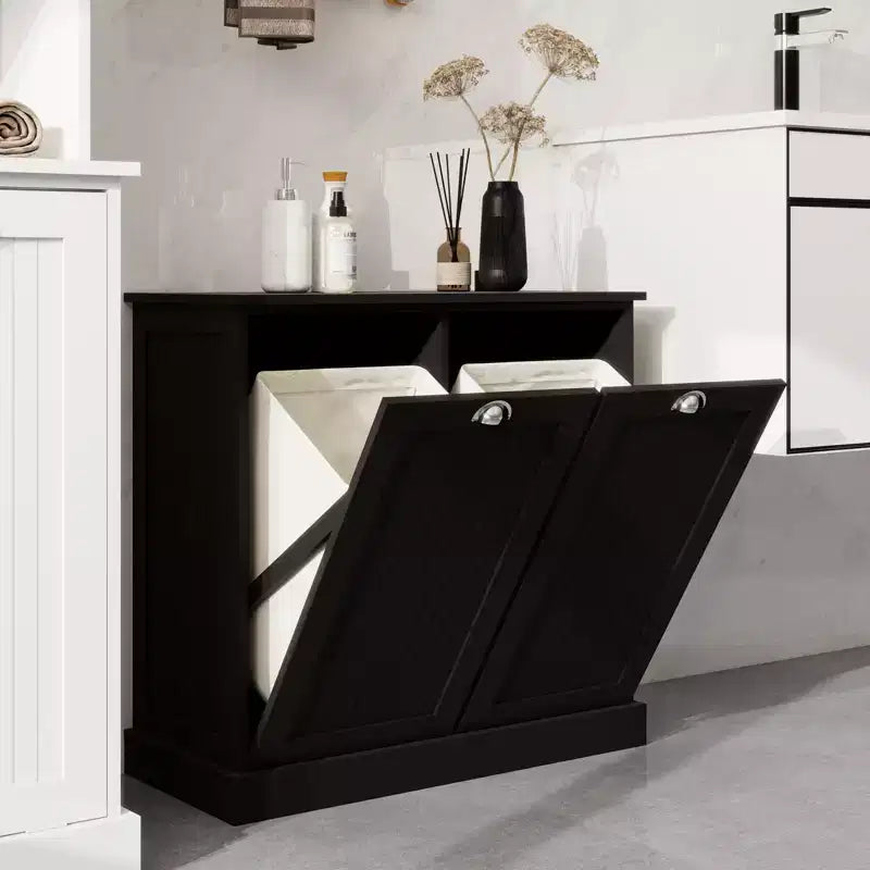 Armoire à linge en bois avec rangement basculant L. 32,68 po x P. 14,57 po x H. 31,5 po