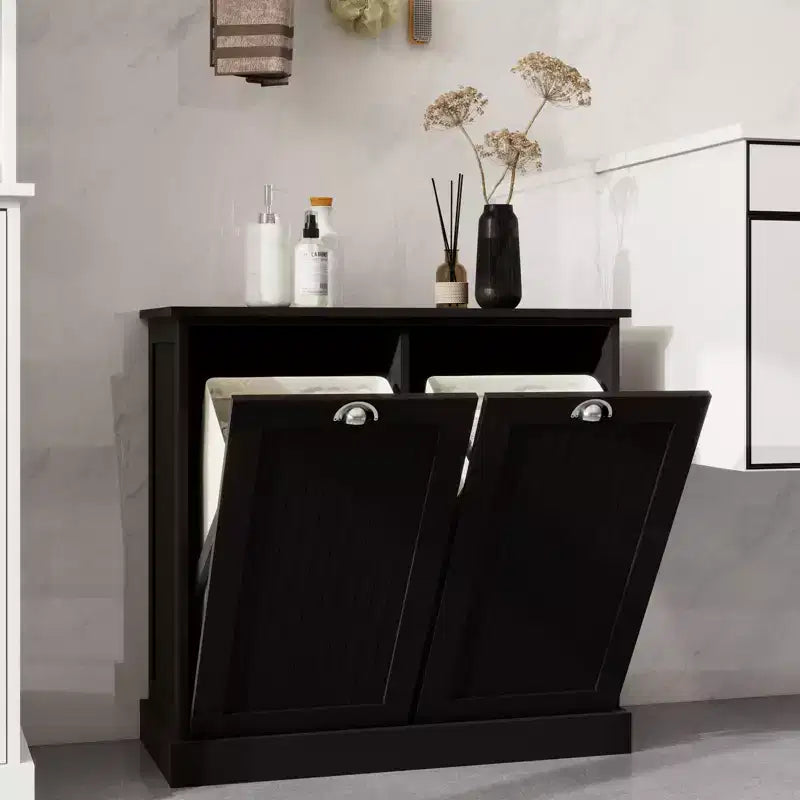 Armoire à linge en bois avec rangement basculant L. 32,68 po x P. 14,57 po x H. 31,5 po