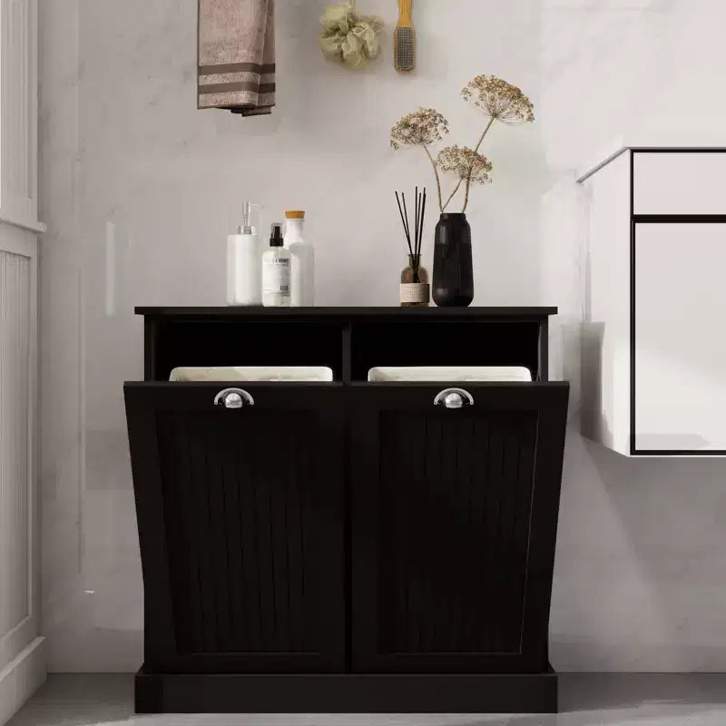 Armoire à linge en bois avec rangement basculant L. 32,68 po x P. 14,57 po x H. 31,5 po