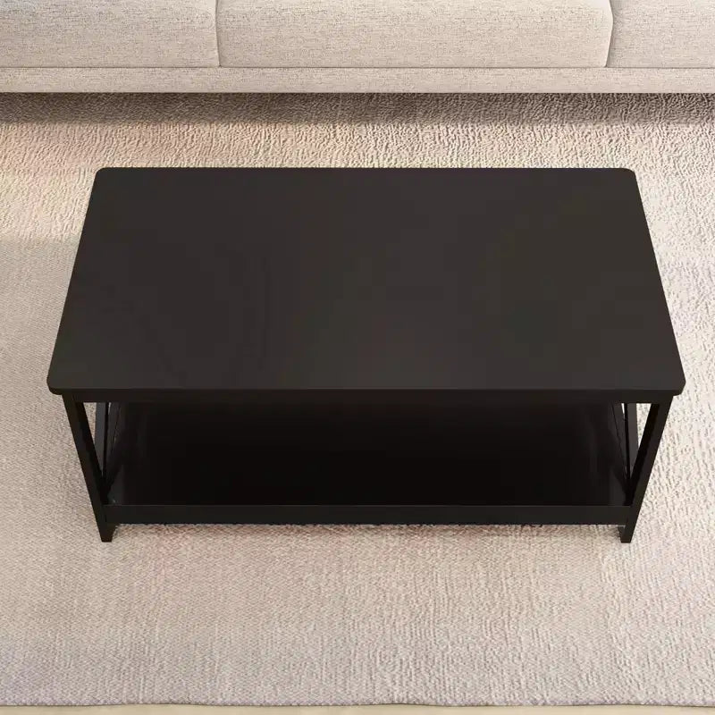 Table basse rectangulaire en bois noir de 39,57 po avec étagère