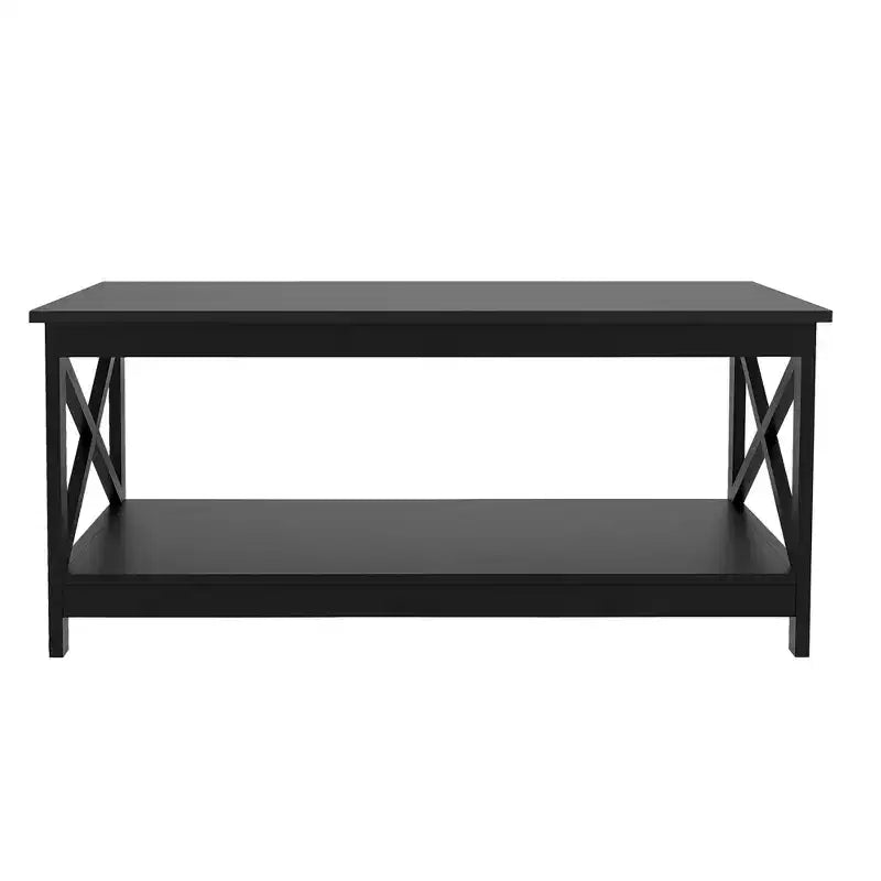 Table basse rectangulaire en bois noir de 39,57 po avec étagère