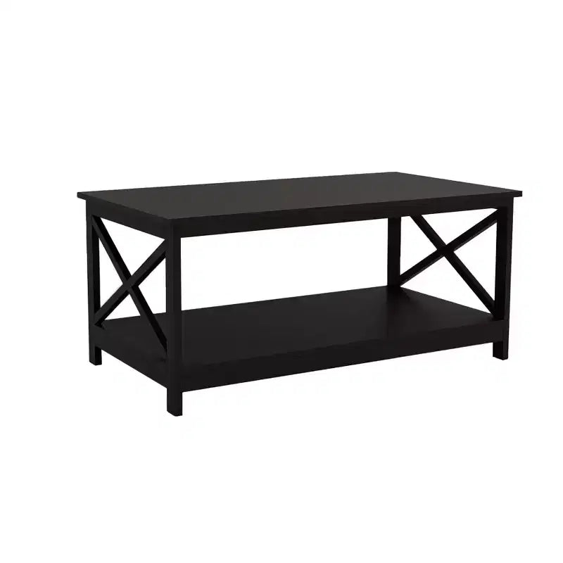 Table basse rectangulaire en bois noir de 39,57 po avec étagère