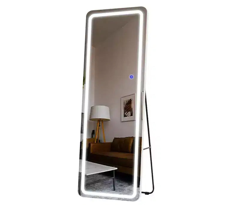 Miroir de courtoisie sans cadre en aluminium 63x16 LED avec lumières Miroir pleine longueur blanc