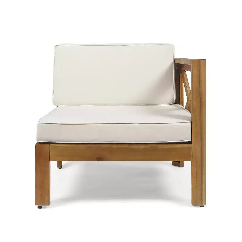 GDFStudio Allaire Canapé sectionnel 3 places en bois d'acacia avec pouf