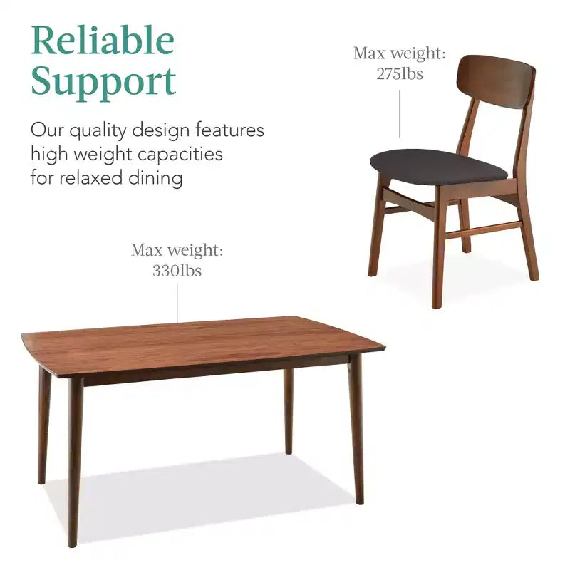 Ensemble de salle à manger 7 pièces, style moderne du milieu du siècle, avec table en bois et 6 chaises, de Best Choice Products