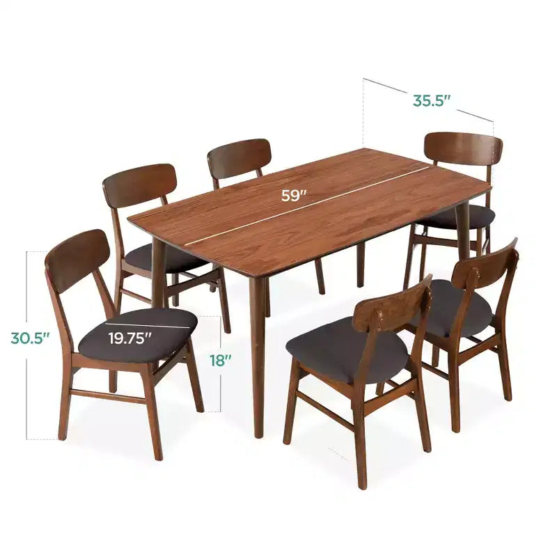 Ensemble de salle à manger 7 pièces, style moderne du milieu du siècle, avec table en bois et 6 chaises, de Best Choice Products