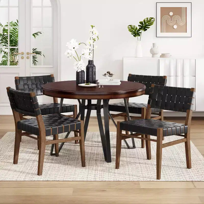 Ensemble de salle à manger Christopher Knight Home Cassius 5 pièces en bois et fer forgé