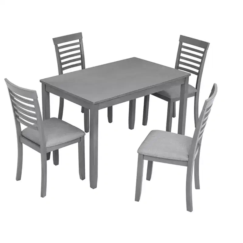 Ensemble de salle à manger moderne 5 pièces : table rectangulaire en bois avec 4 chaises rembourrées pour cuisine et salle à manger