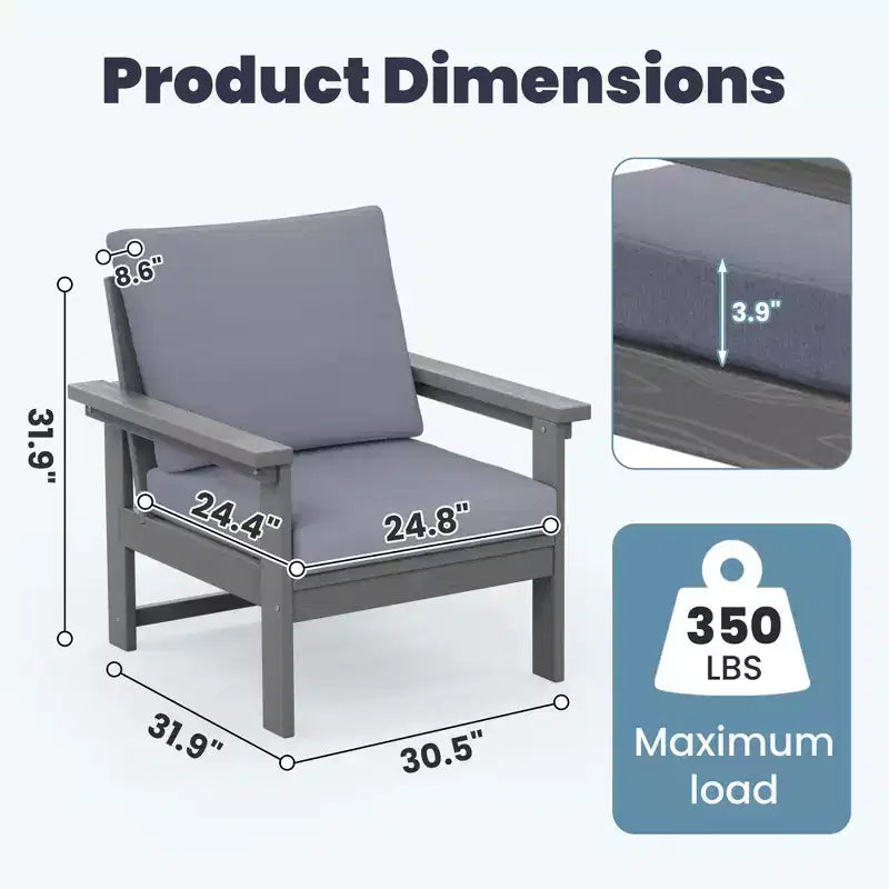 Hyleory Ensemble de mobilier d'extérieur de luxe avec coussins – Conception robuste en PEHD pour un confort optimal