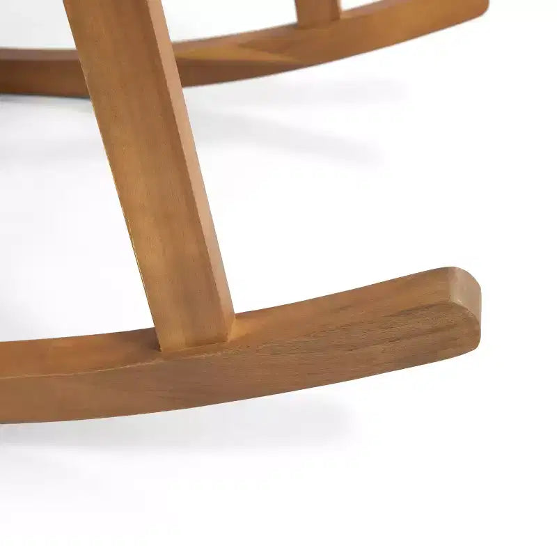 Ensemble de conversation 3 pièces en bois d'acacia d'extérieur avec coussins et fauteuils à bascule Abbottsford de Christopher Knight Home, marron/crème