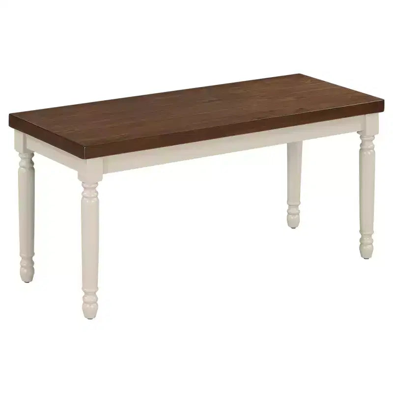 Ensemble de salle à manger 6 pièces avec 4 chaises et un banc, style rétro classique, marron+blanc cottage-HABITRIO