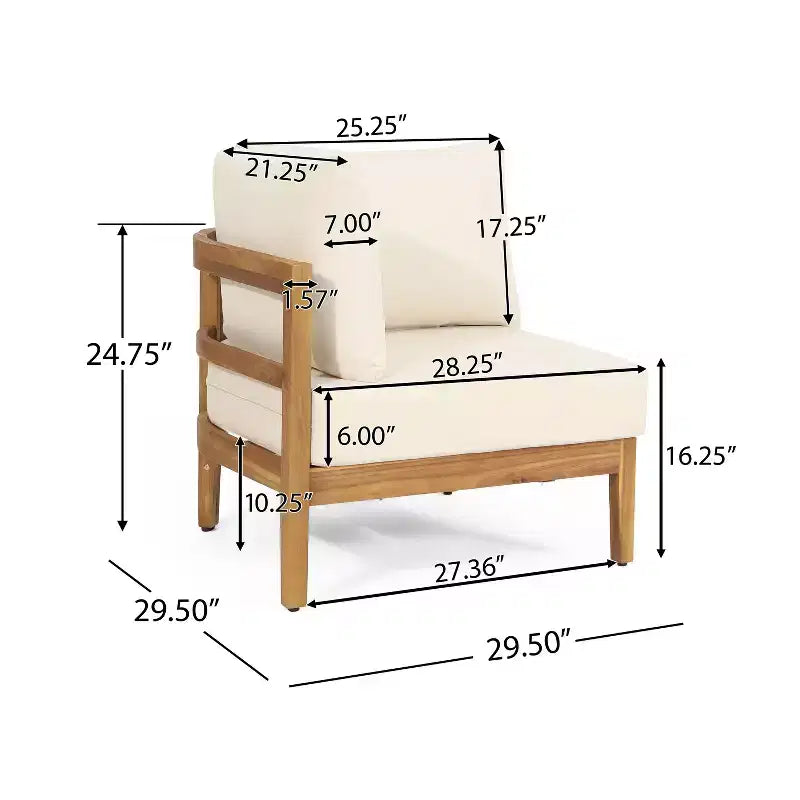 Ensemble de canapé d'angle 5 places d'extérieur GDFStudio Hiland en bois d'acacia et osier rond avec coussins, teck/beige